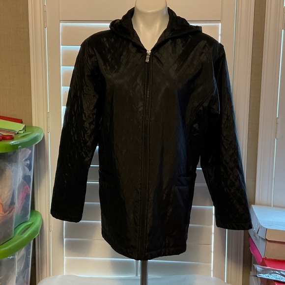 Jones New York Black Hooded Puffer Jacket - Picture 1 of 8